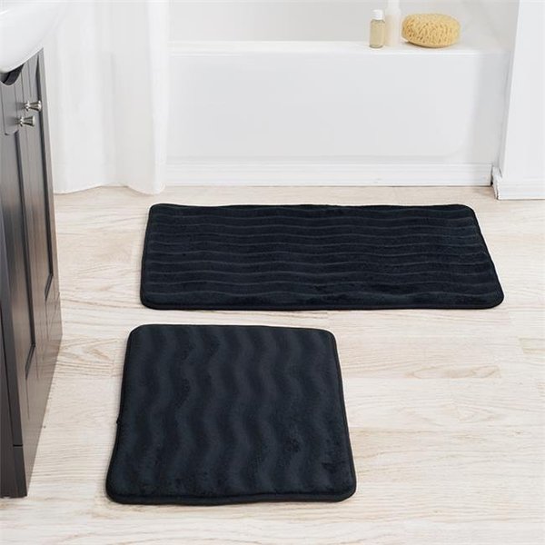 Lavish Home Lavish Home 67-10-BL 2 Piece Memory Foam Bath Mat Set - Black 67-10-BL